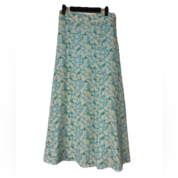 NWOT BCBGeneration Blue Floral Print Pull in Maxi Skirt Size S cottage, boho - Picture 2 of 9